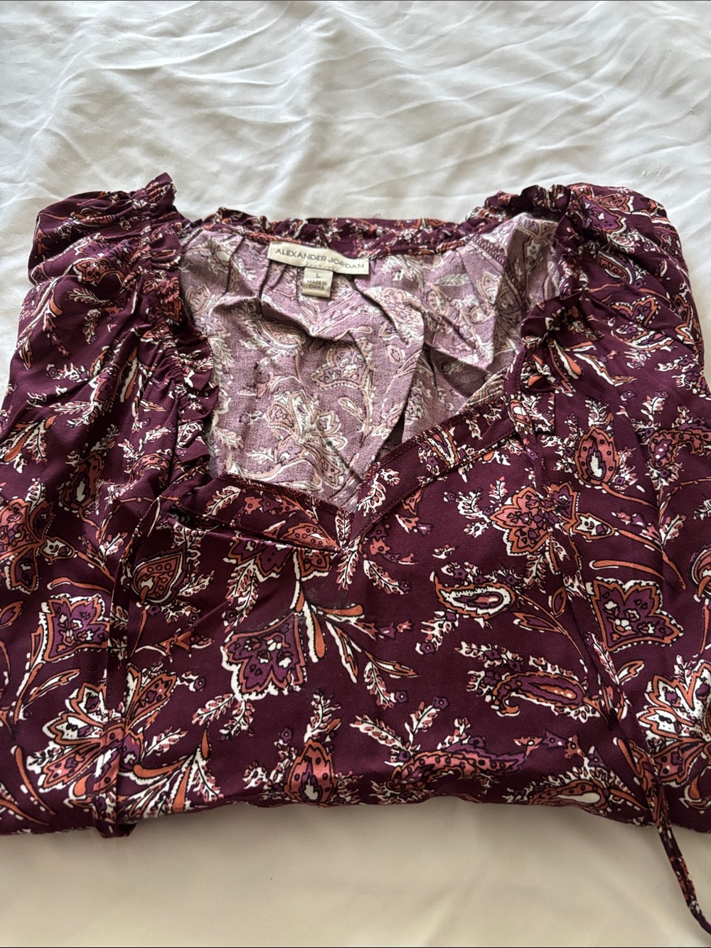 Alexander Jordan Women's Purple Paisley Peasant Blouse
